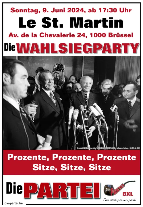 Einladungsflyer zur Wahlsiegparty am 9. Juni 2024 im Le Saint Martin